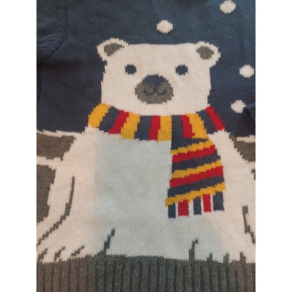 Wonder Nation NWT polar bear sweater kids 5T unisex children navy cotton pullon - Picture 3 of 6